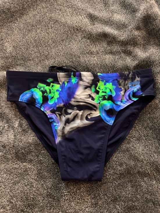 Arena Other - Arena Men's Swim Brief with Neon Blue & Green Smoke Print